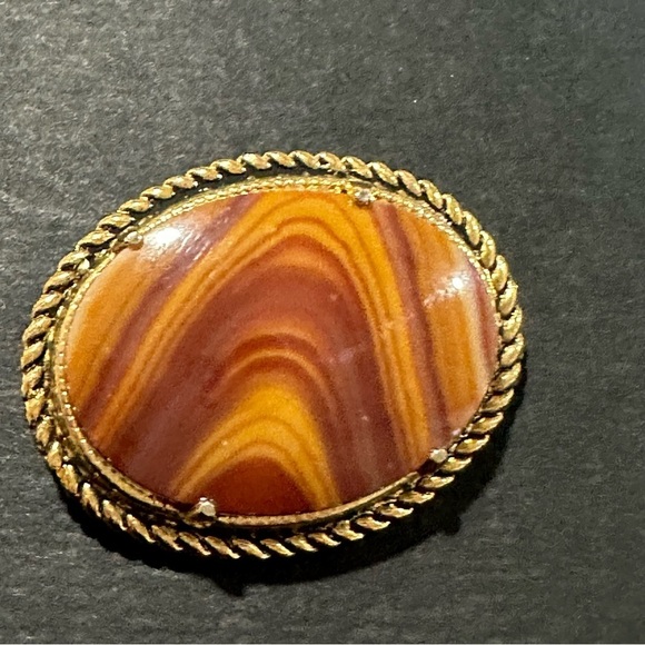 Vintage Tiger’s Eye Brooch Pin - Picture 1 of 5